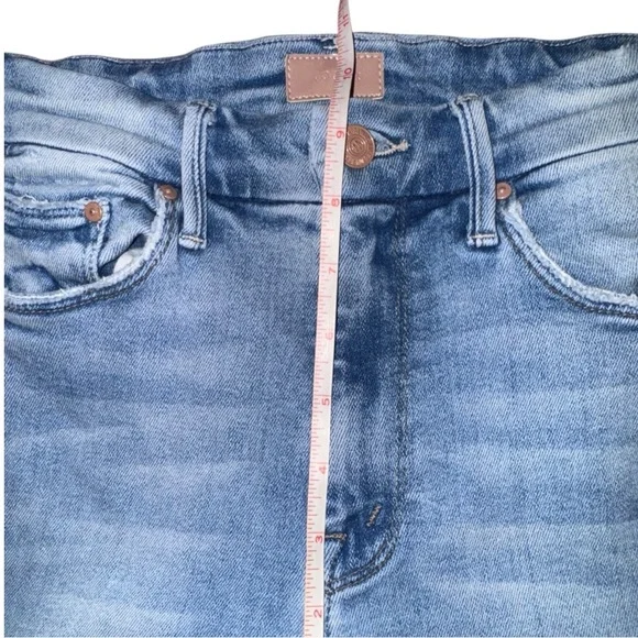MOTHER High Waisted Looker Ankle Fray Au Revoir Light Wash Skinny Jeans Size 25